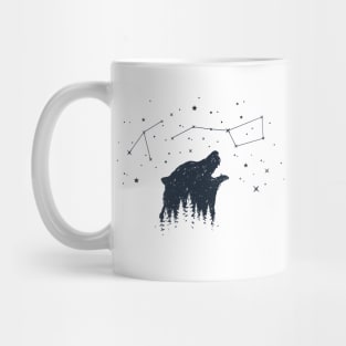 Inspirational Illustration With Bear, Stars And Forest In Double Exposure Style Mug